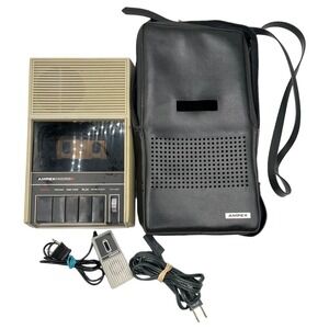 AMPEX MICRO 9 Tape Recorder With Power Cord & Microphone & Case Japan PARTS